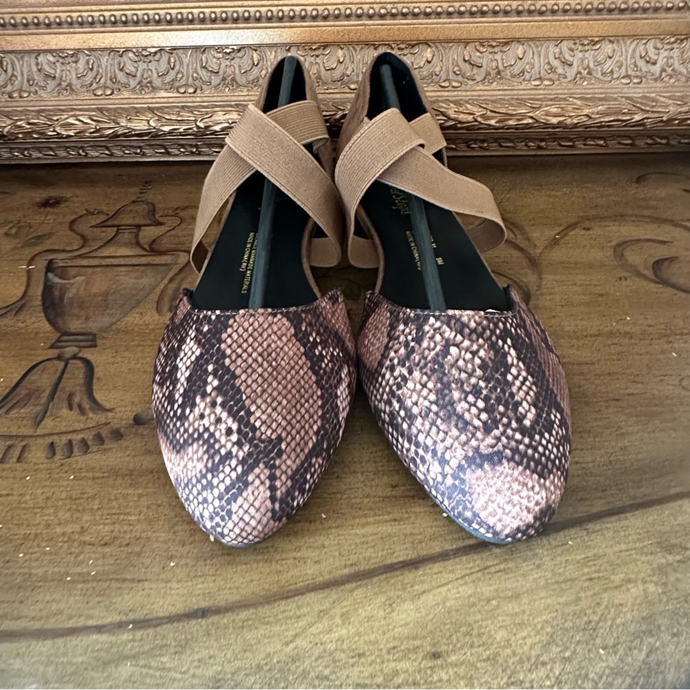 Angel Steps Reptile Snake Print Shoes Low Heel Slip On Riley Flat Snake Shoes 8